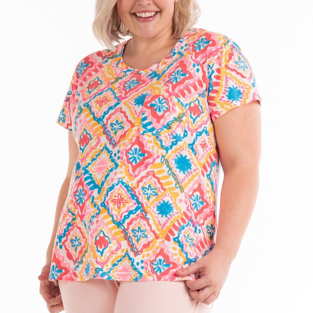 FRESH PRODUCE Janey Slub T cotton knit top hi-low hem NWT $65